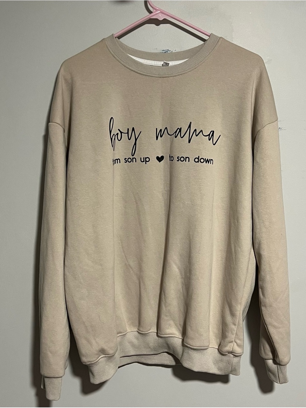 Boy Mama Graphic Crewneck Sweatshirt - Beige